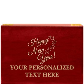 Crown Awards Happy New Year Rosewood Humidor Gift, Customize with Your Own Text Engraving Prime