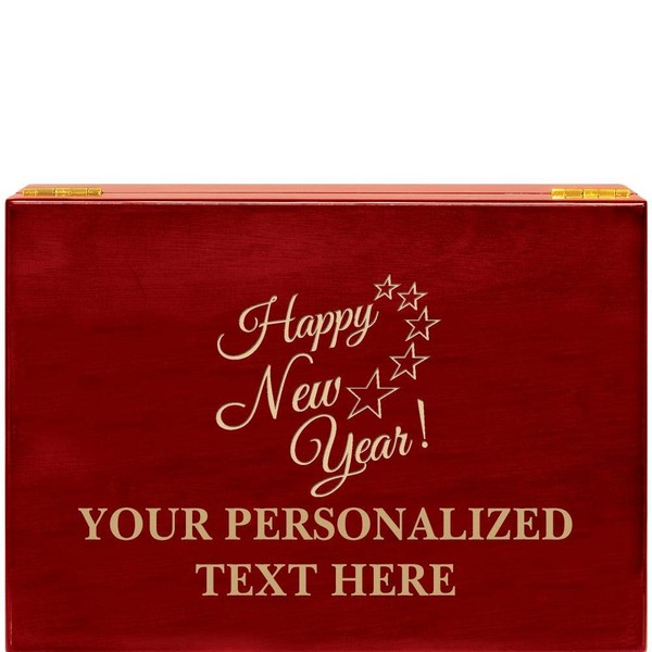 Crown Awards Happy New Year Rosewood Humidor Gift, Customize with