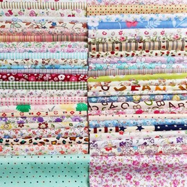 Qililandiy 25pcs Cotton Fabrics Bundles with 25 Different Patterns Random 30cm Square for Patchwork Quilt Sewing DIY Projects