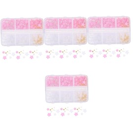 Ipetboom 4 Boxes Nail DIY Ornament Accessory Manicure Decor Set Resin Flower Charms 3D Nail Charms Art