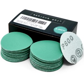 Serious Grit 2-Inch 600 Grit Aluminum Oxide Sanding Discs - Heavy-Duty Hook & Loop Film Discs - White - Compatible with 2-inch Hook & Loop Sanding Pads - Pack of 50