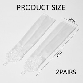 CQQNIU 2 Pairs Of Long Sleeves, White Gloves, Ladies Hook Gloves, Bridal Gloves, Party Wear Accessories