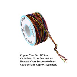 Cable Electrónico de 8 Colores, P/N B‑30‑1000 Cable de Cobre 250 m Envoltura Alambre Cable Prueba Cobre con Envoltura Aislamiento Color 8 Alambres 30 AWG (1 Pcs)