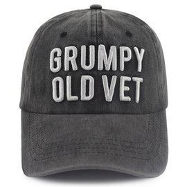 Gomcdlwn Veteran Military Hats for Men Women, Funny 3D Embroidered Grumpy Old Vet Baseball Cap, Adjustable Patriotic Army Hat, Veterans Day Birthday Retirement Gifts for Family Friend Vietnam Veteran