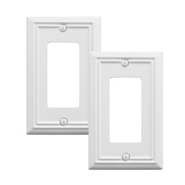 OKAWYC Single Decorator Light Switch Cover Adler Metal Wall Plate, 2-Pack White 1 Gang Single Rocker, for Receptacle Dimmer Switch GFCI Outlet, Switch Cover Decorative Wallplate, Durable