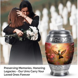 YATHABHISA Humming Bird Cremation Urns for Human Adult Ashes, Decorative for Funeral & Burial, Memorial Gift for Men & Women, Medium Urn for Container Ash, Brown, 6 Inch