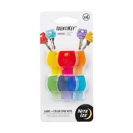 Nite Ize IdentiKey cubiertas, etiquetas de identificación codificadas por colores, tapas identificadoras de llaves, paquete surtido de 6