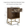 Masupu Nightstand with Charging Station,Modern Night Stand Boho Farmhouse Wood