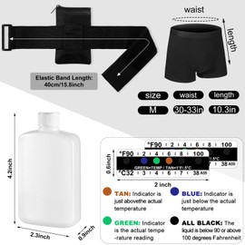 Cuffbow 19 Pcs Urine Test Complete Kit, Include 1 Urine Bottle 15 Temperature Test Strips 1 Storage Pouches 1 Hidden Leg Strap and 1 Lining Pocket Boxer Brief for Travel Lab Testing(Medium)