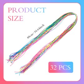 32 Pcs Hair Strings for Braids Colorful Hair String Yarn for Braids Assorted Gradient Color Hairs Wrap String Rainbow Braiding Hair-Tie for Women Girls, Ponytail Braid, Hairs Accessories