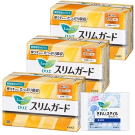 Laurier Slim Guard, For Light Days, No Wings, 6.7 inches (17 cm), 38 Packs x 3, Bonus Included