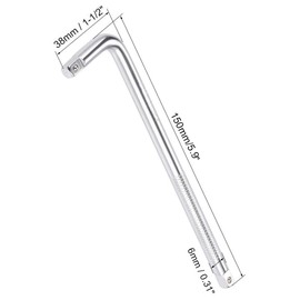 TA-VIGOR 2 Pcs 1/4" Drive L Shape Extension Bar Wrench, 6 Inch Socket Breaker Bar Tool, CR-V Chrome Vanadium Steel with Secure Spring Ball, Long Handle for Tight Spots, DIY and Auto Repair