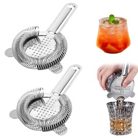 Set of 2 Bar Strainers, Cocktail Strainer, Stainless Steel, Cocktail Strainer, Fine Cocktail Strainer, Small Strainer, Hawthorne Strainer Cocktail Shaker, Strainer Suitable for All Shakers