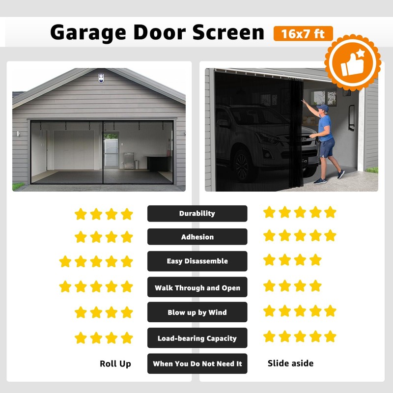 Sliding Garage Door Screen with Track Closure - Retractable Privacy
