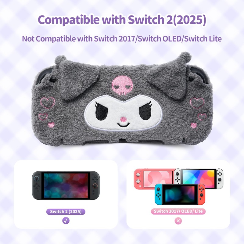 Kuitmor Cute Plush Protective Case Compatible with Switch 2 (2025),