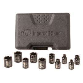 Ingersoll Rand SK2C10N - 1/4" Drive Socket Set, 3/16", 1/4", 3/8", 1/2", 9/16", 4, 6, 9, 12, 14 mm, Socket Set Long, Tool Set for Car and Automobile