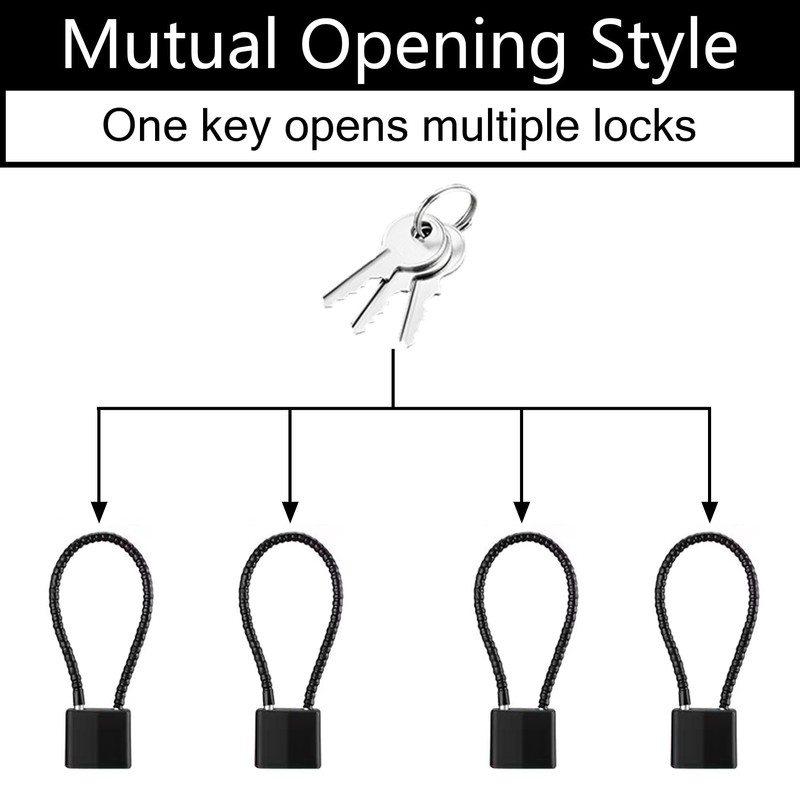 4 Pack Cable Padlock with Keys Alike,(1.3''/33mm) Wide Lock Body