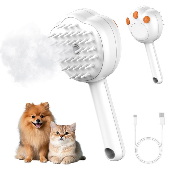 Steam Cat Brush, 3 in 1 Dog Brush Defur Comb,