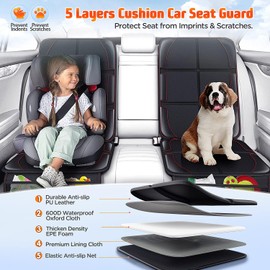 Gimars Kindersitzunterlage Autositzschoner, 2 Pack, [ISOFIX GEEIGNET], XL Dicker Universeller Sitzschoner Auto Kindersitz, wasserdichte Sitzschutz Auto Kindersitz mit 2 Netztaschen für SUV, Limousine