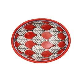 Tranquillo Red Peacock Hand Painted Ceramic Soap Dish with Holes for Water Drainage 13 x 9.5 x 2 cm