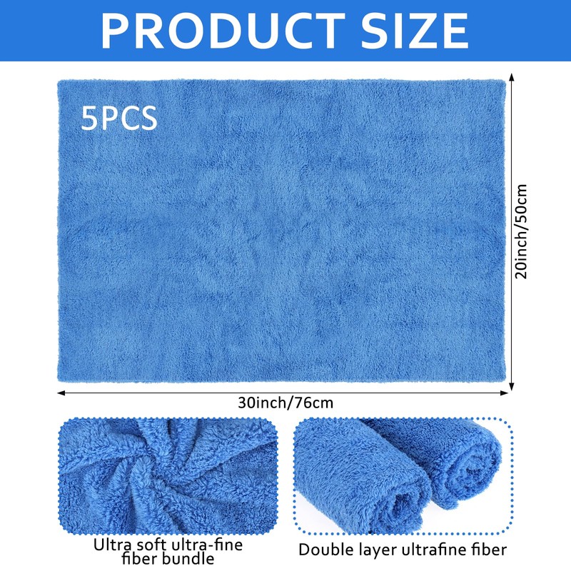 Anmrept 5 PCS Extra Large Microfiber Cleaning Cloth 30"x20", Washable