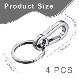 4 Pack Durable Key Ring Hoop with Keyring Clip, Carabiner Keyring Set, Secure Carabiner Keyring, Key Ring Clips for Keys, Accessories, and Outdoor Gear