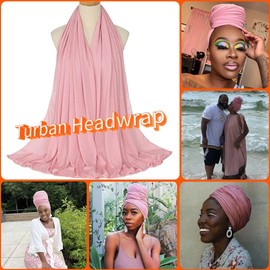 Nonbongoy Head Wraps for Black Women Stretch Headwraps Large Hair Wraps Hijab Scarves for Muslim Head Scarf Turban Headbands Pink