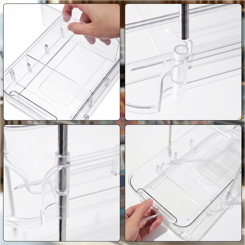 IPENP Clear CD Organizer, 3-Tier Sliding Drawer Storage Shelf -