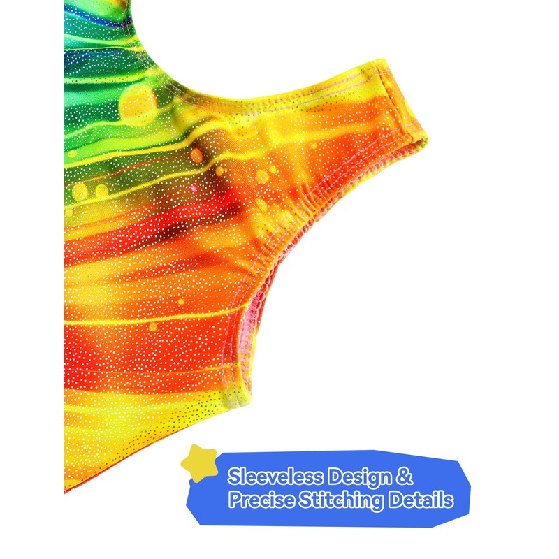 Gymnastics Leotards for Girls 8-9 Years Old Sparkly Rainbow Ray