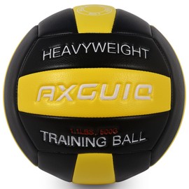 AXGUIQ 1.1LBS Weighted Training Volleyball - Heavy Weighted Volleyball Training Practice Equipment, Microfiber Leather Soft Grip Durability Serve Trainer Size 5 Setter Training Volleyball (Deflated)
