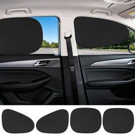 Yanlin 4PCS Parasoles de Coche, Parasol para Auto, Tipo de Adsorción Electrostática Plegable, Cubre Sol para Auto, Protección contra los Rayos Ultravioleta, para Automóviles, Camiones, SUV (Negro)