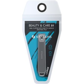 Staleks Cortaúñas grande Beauty & Care 51 con mango mate y lima de acero inoxidable para uñas medianas y duras, uso doméstico.