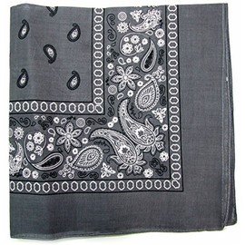 Paisley One Dozen Cowboy Bandanas (Dark Grey, 22 X 22 in)