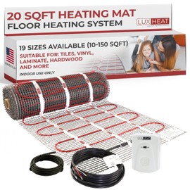 LuxHeat 20sqft Floor Heating Mat Kit - 120v Electric Radiant Floor Heat Mat - Easy to Install Heated Flooring System w/Self-Adhesive Mesh Includes Monitor & Sensor - Excludes Thermostat