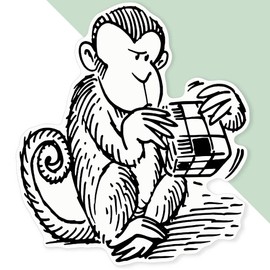 Azeeda 'Monkey & Toy' White Premium Vinyl Decal Sticker – Waterproof, Durable & Easy to Apply - Ideal for Car Bumpers, Windows, Bins and More (DW00034676)