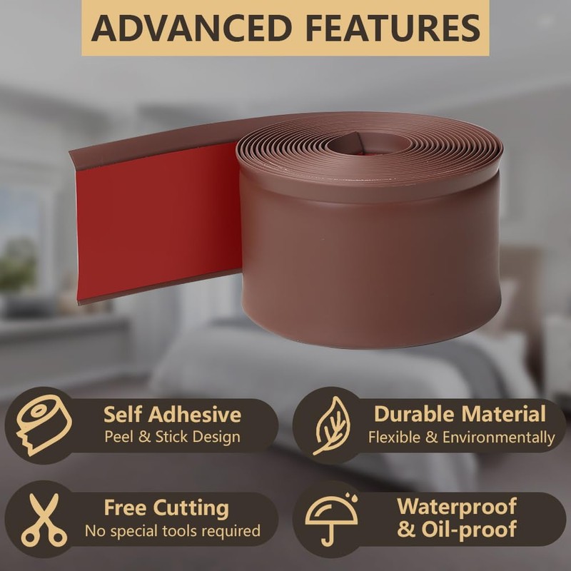 Lifronkit Flexible Baseboard Molding Trim, Peel and Stick Rubber Baseboard
