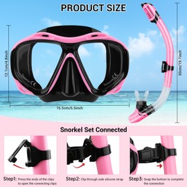 TOKIISHE Schnorchelset Erwachsene, Schnorcheln Set mit Anti-Fog Taucherbrille und Dry Schnorchel, Auslaufsichere Tauchmaske aus Gehärtetem Glas für Schnorcheln, Schwimmen