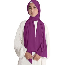 Lina & Lily Medina Silk Hijab Head Scarf Shawl Wrap for Muslim Women Non-see-through Non-slip (Magenta)