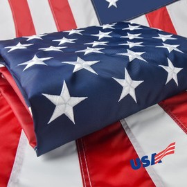 American Flags for Outside 6x10, US Flag Outdoor Heavy Duty, Embroidered Stars/Sewn Stripes/UV Protection/Brass Grommets, USA Flags Made in USA High Wind