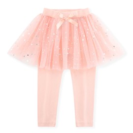 BINIDUCKLING Toddler Girl Glitter Tutu Skirt with Leggings Pale Pink 3T