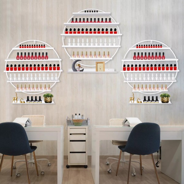 Wall Mounted Round Shape Nail Polish Storage Rack Holder Display