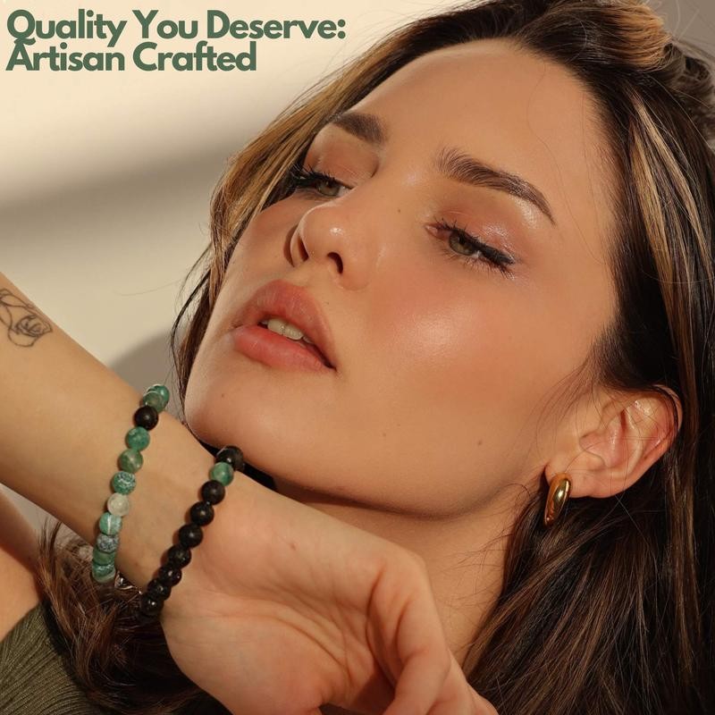 2 Pcs Couples Bracelet Magnetic Healing Stone Stretch Cord Friendship