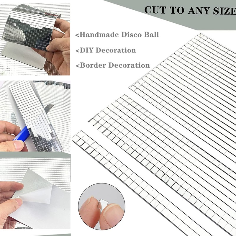REDODECO 3500Pcs Real Glass Silver Mirrors Mosaic Tiles Sticker for