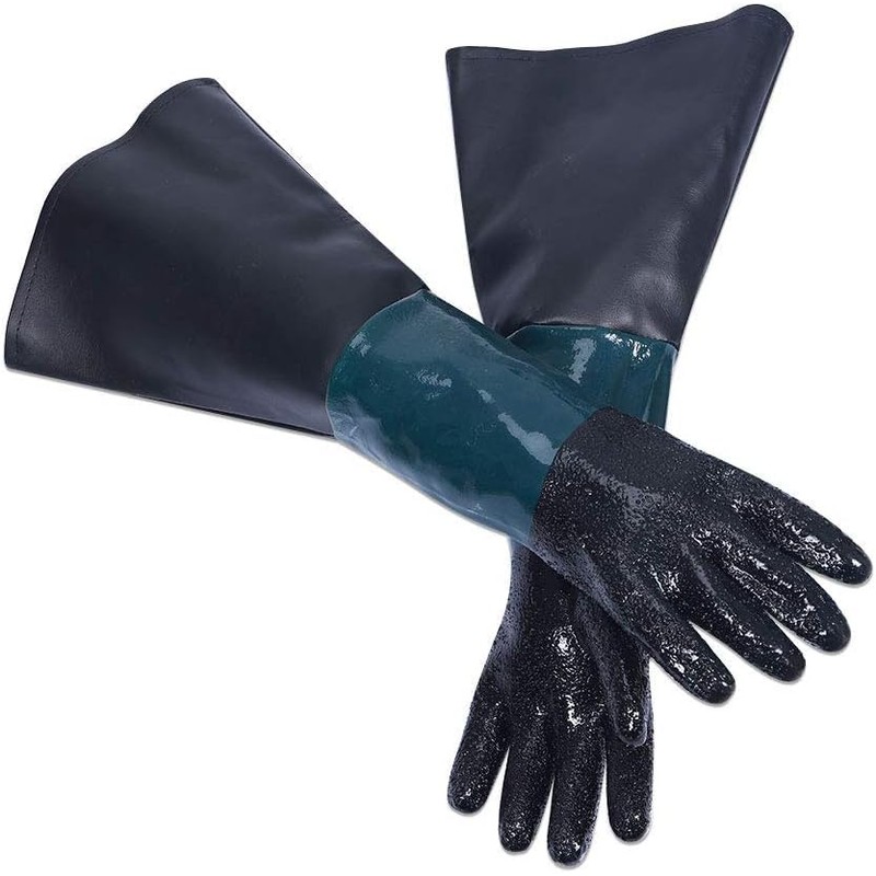 POFET 1 Pair Rubber Sandblasting Gloves, Safety Gloves for Work,60cm