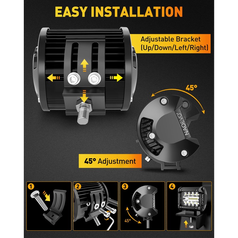 NAOEVO 4 Inch LED Pod Lights, LED Fog/Driving/Off Road Lights