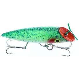 SILVER HORDE 4" Fishing Plug, Green Spatter Glow