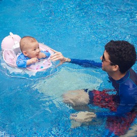 Swimava G6 Tummy Ring - Safe, Inflatable Baby Swim Trainer, Easy-to-Use Toddler Float, Water Play & Swim Skills Development Aid for Infants (Cherry)