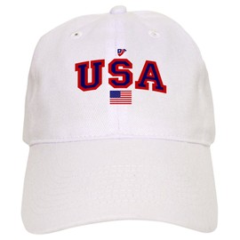 CafePress USA Flag Cap Unique Adjustable Baseball Hat White