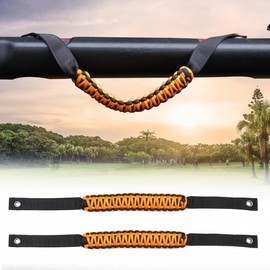 BESTAOO 2 x Roll Bar Grab Handles Front Paracord Grip Handle for 2018-2024 Jeep Wrangler JL & Gladiator JT 4XE Accessories 2 Door 4 Door (Classic, Orange)