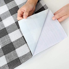 Self Adhesive Vinyl Black and White Buffalo Plaid Shelf Drawer Liner Contact Paper for Kitchen Cabinets Dresser Drawer Table Cupboard Bookshelves Funiture Wall Decor 17.7x117 Inches